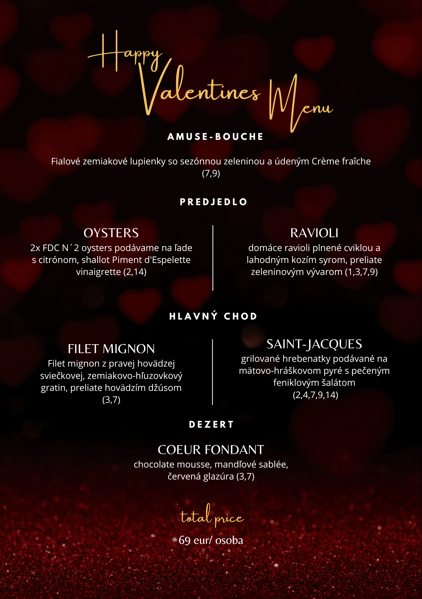 valentinske menu